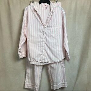 Victoria's Secret Pink/White Striped Pajama Set